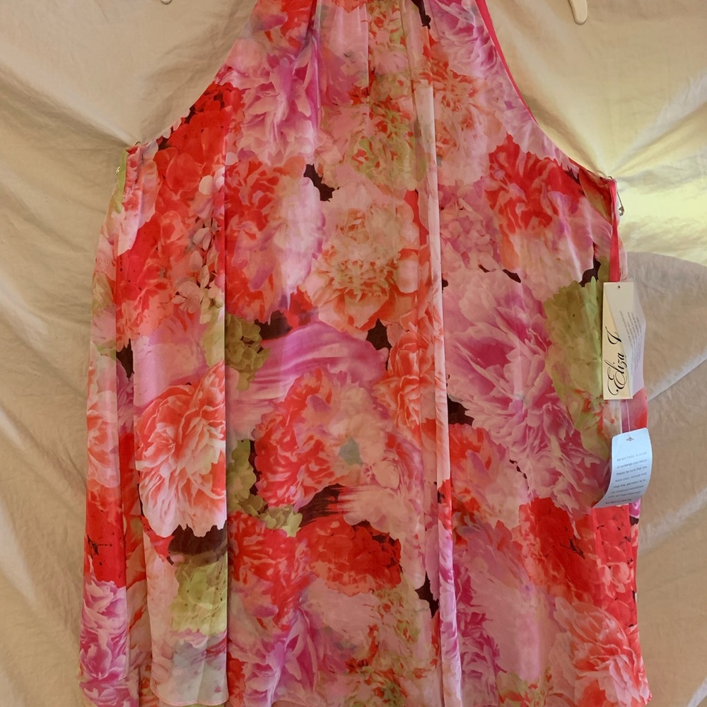 ✨💥⚡️ Eliza J. NEW Chiffon Pink & Cream Floral Print Halter Neck Dress - Picture 9 of 11